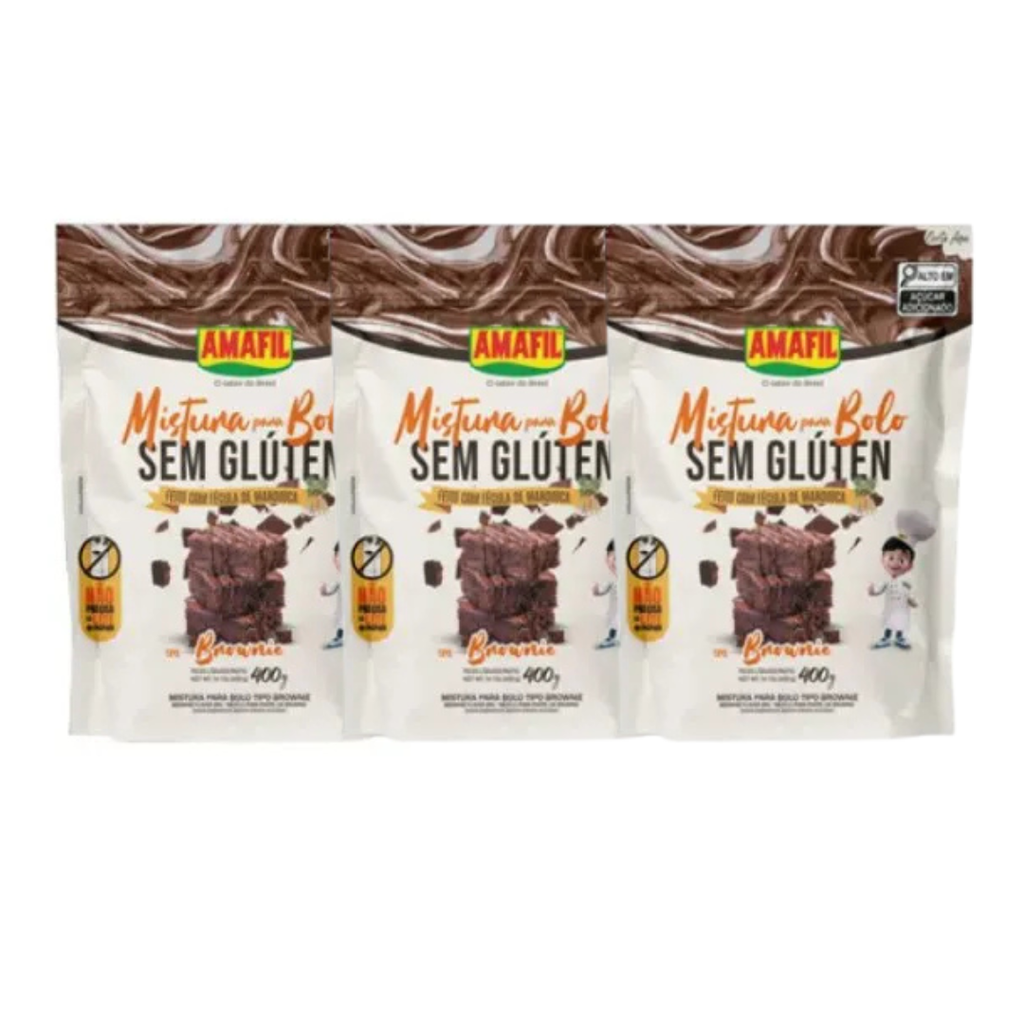 Combo com 3 unidades da Mistura para brownie sem glúten