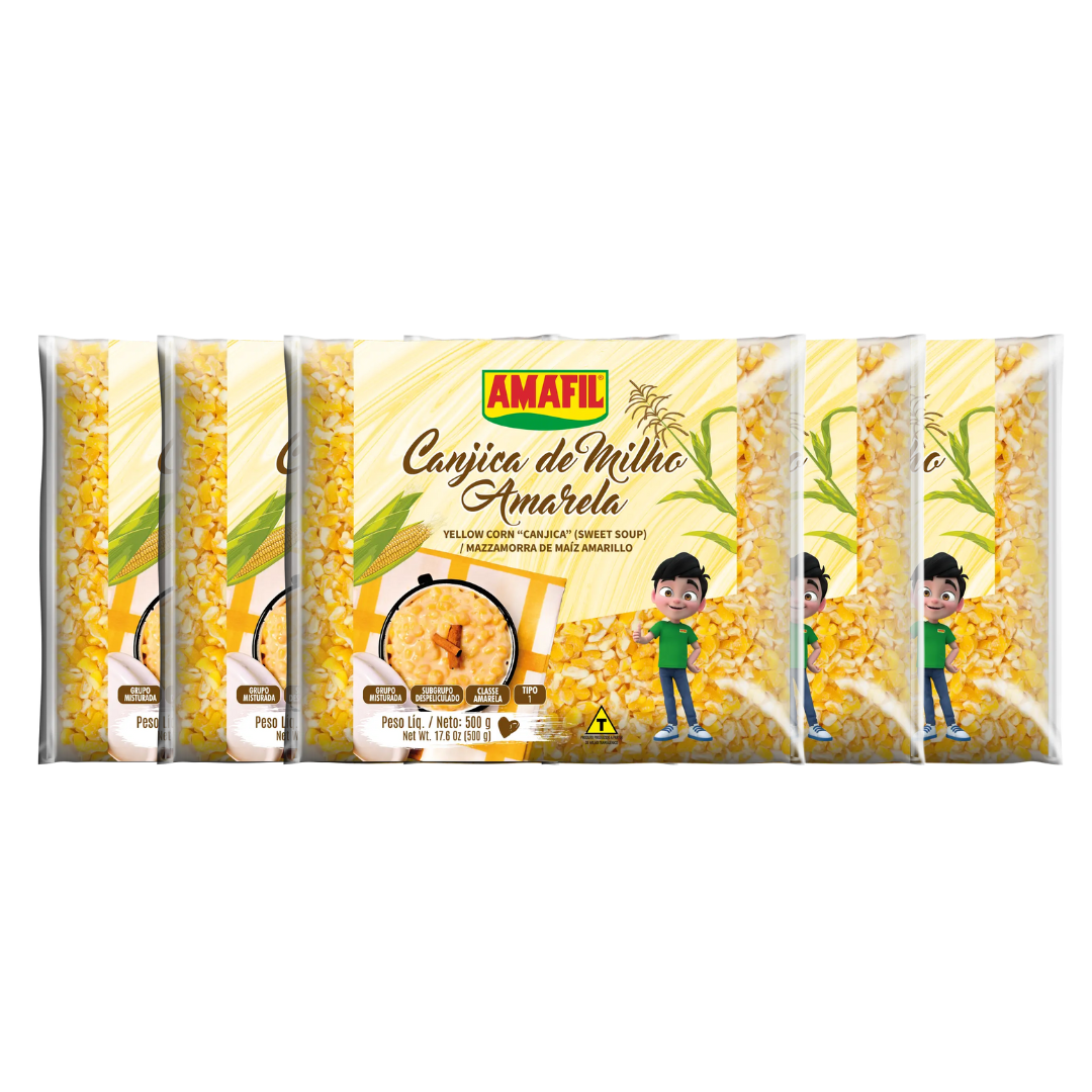 Combo com 5 unidades da Canjica de milho Amarela Amafil 500g