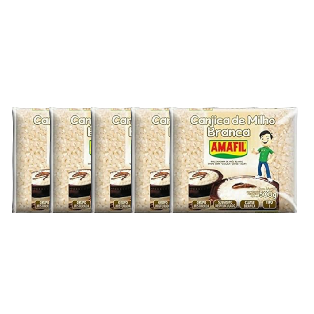 Combo com 5 unidades de Canjica de milho Branca Amafil 500g