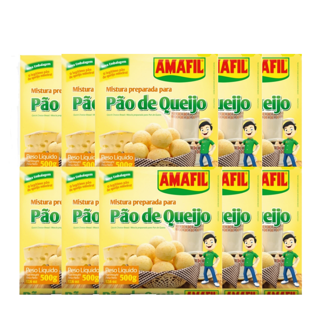 Combo com 10 unidades Mistura de pão de queijo Amafil 500g