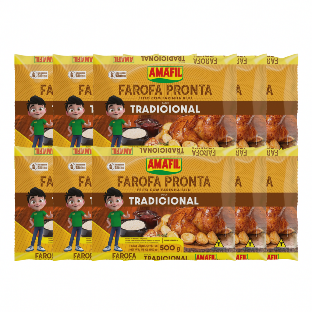 Combo 10 unidades de Farofa pronta tradicional Amafil 500g
